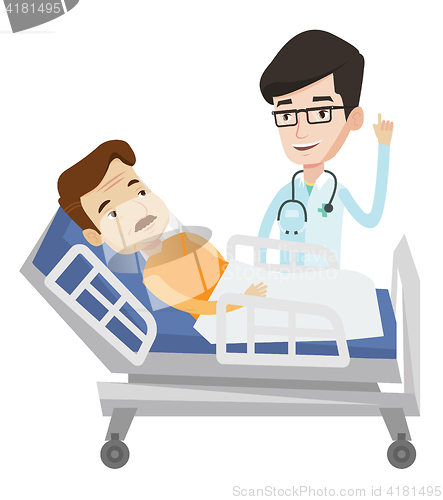 Image of Doctor visiting patient vector illustration.