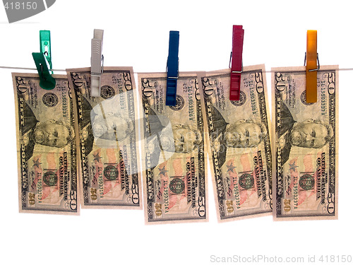 Image of Wet Dollars on Clothesline