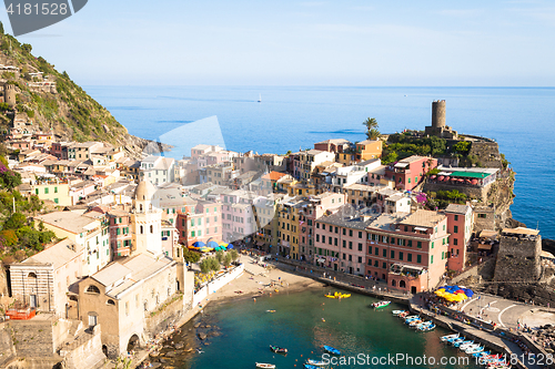 Image of Vernazza in Cinque Terre, Italy - Summer 2016 - view from the hi