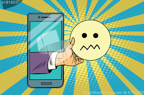 Image of skepticism emoji emoticons in smartphone