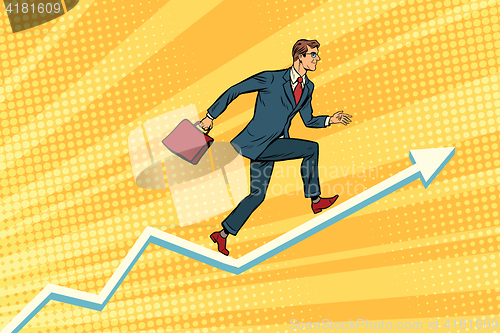 Image of Businessman running on schedule growth