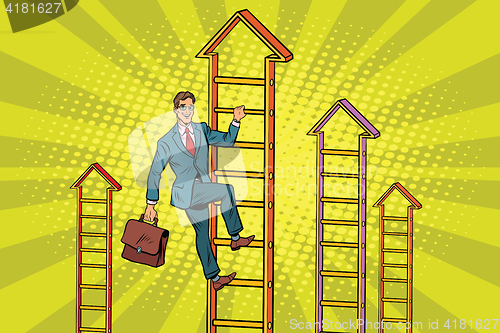 Image of Businessman climbs up the stairs