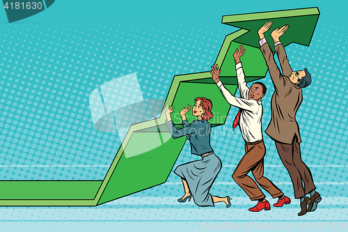 Image of Business team lift up growth chart
