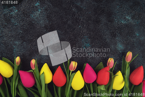 Image of Handmade and real tulips on darken