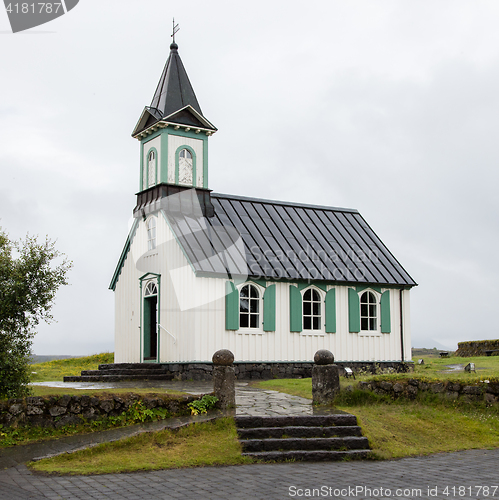 Image of White Church in Thingvellir National park - Iceland