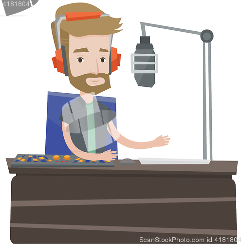Image of Male dj working on the radio vector illustration.