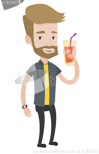 Image of Man drinking cocktail vector illustration.