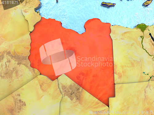 Image of Libya in red