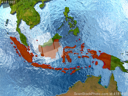 Image of Indonesia in red