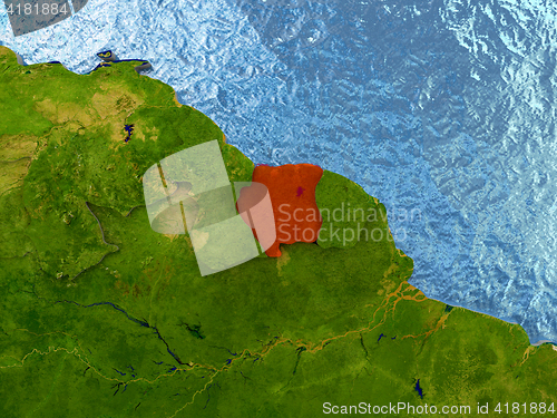 Image of Suriname in red