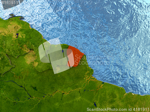 Image of French Guiana in red