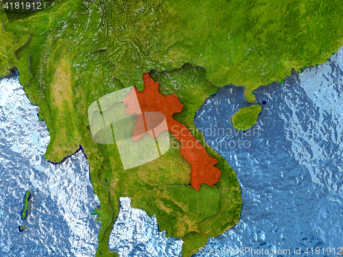 Image of Laos in red