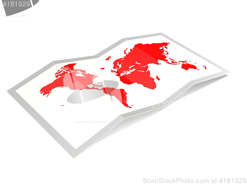 Image of World map in red isolated
