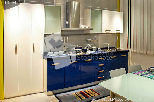 Image of Blue kitchen counter