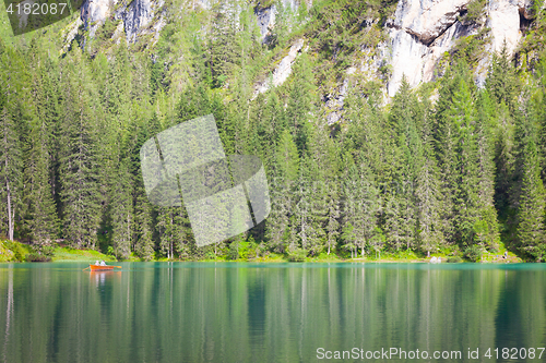 Image of Braies Lake in Dolomiti region, Italy