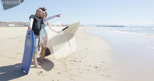 Image of The people pointing at the sea