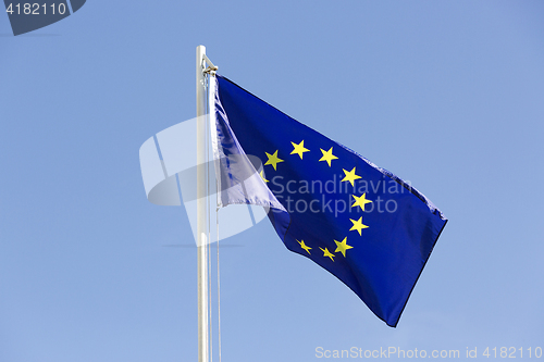 Image of Flag of European Union on a flagpole