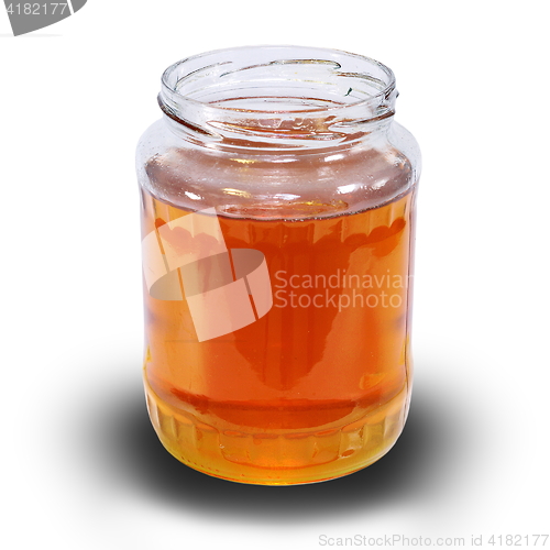 Image of honey jar over white with shadow