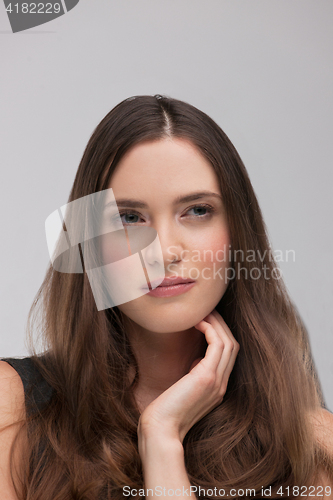 Image of portrait  of beautiful young brunette woman