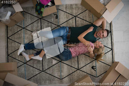 Image of Top view of attractive young couple