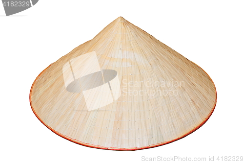 Image of asian bamboo hat over white