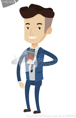 Image of TV reporter with microphone vector illustration.