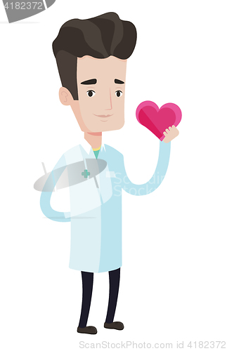 Image of Doctor cardiologist holding heart.