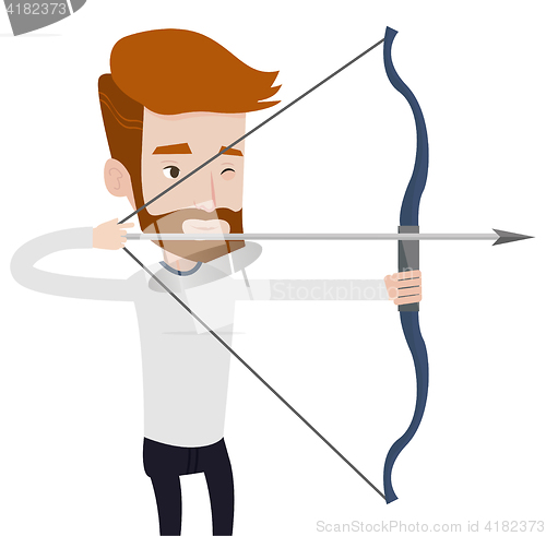 Image of Archer training with the bow vector illustration.