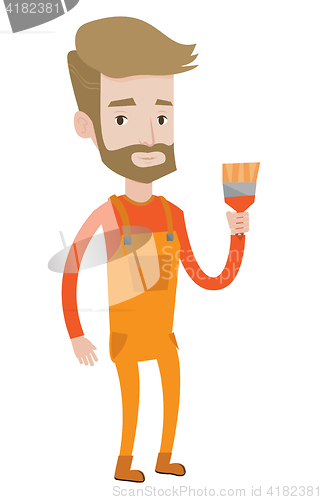 Image of Painter with paint brush vector illustration.