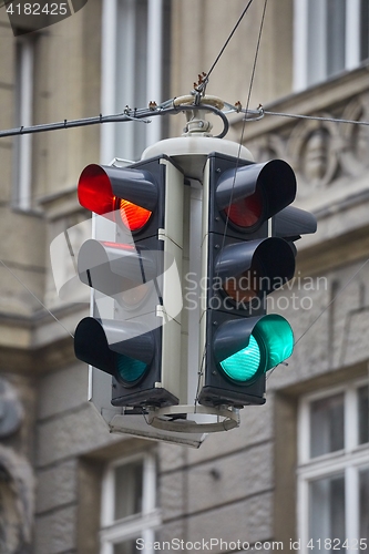 Image of Traffic lights in a town