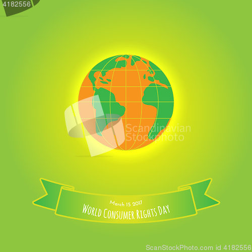 Image of Orange earth with green on green background