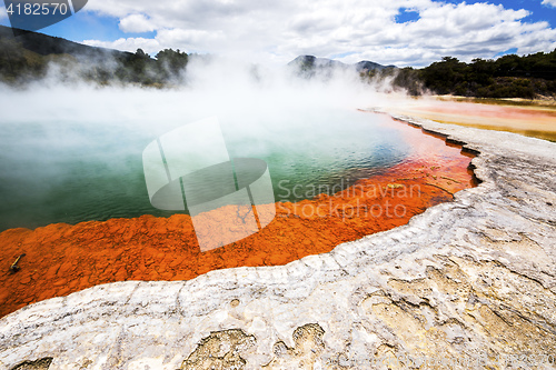 Image of hot sparkling lake in New Zealand