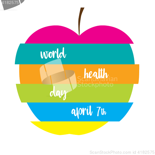 Image of Colorful apple with text.