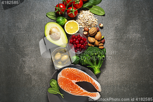 Image of Healthy food with salmon fish