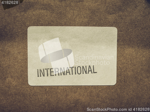 Image of Vintage looking International label on packet