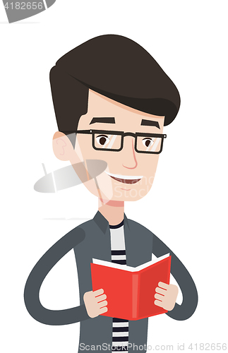 Image of Student reading book vector illustration.