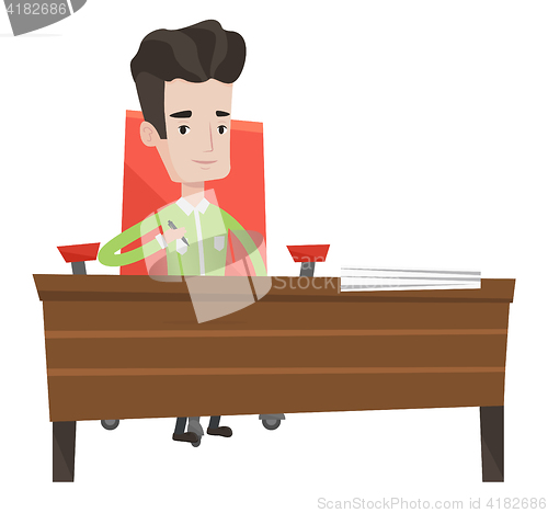 Image of Signing of business contract vector illustration.