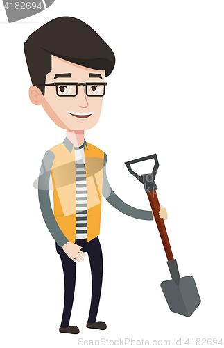 Image of Farmer with shovel vector illustration.