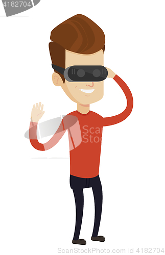 Image of Man wearing virtual reality headset.