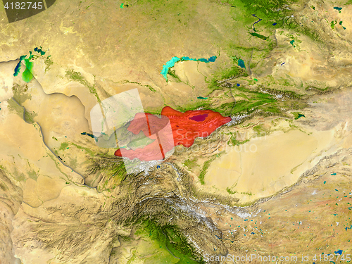 Image of Kyrgyzstan in red