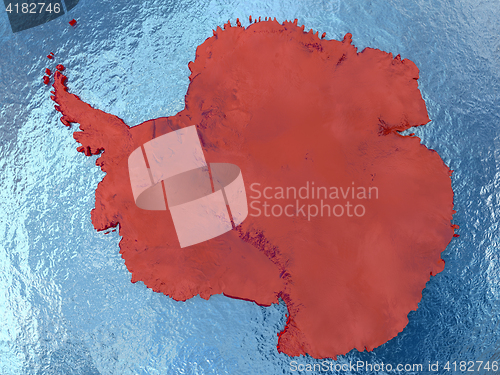 Image of Antarctica in red