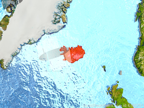 Image of Iceland in red