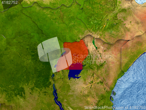 Image of Uganda in red