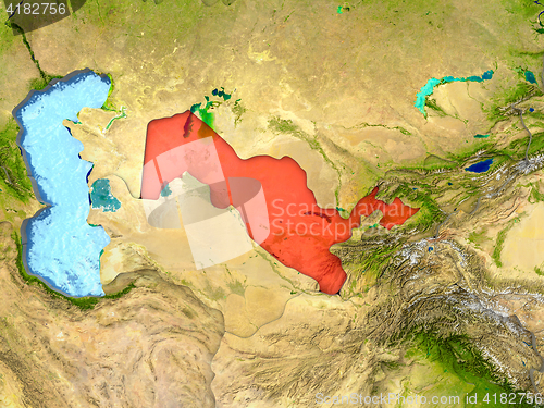 Image of Uzbekistan in red