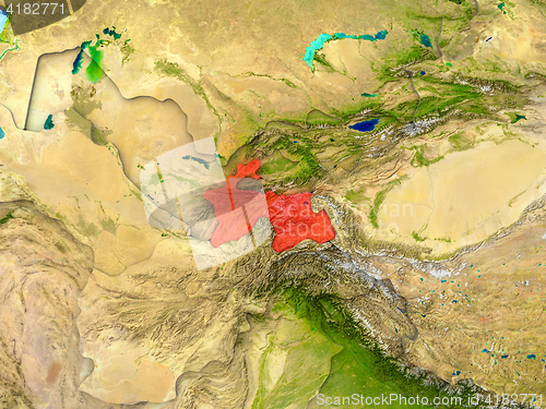 Image of Tajikistan in red