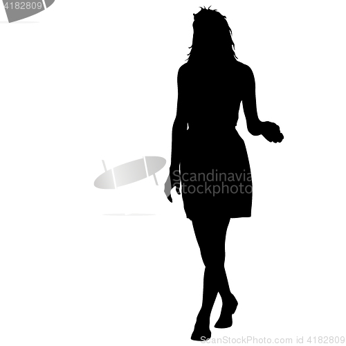 Image of Black silhouettes of beautiful woman on white background. illustration