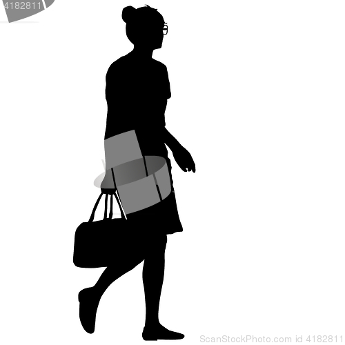 Image of Black silhouettes of beautiful woman on white background. illustration