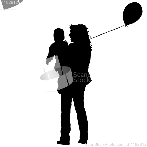 Image of Silhouette of happy family on a white background. illustration.