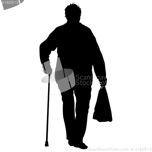 Image of Silhouette of disabled people on a white background. illustration