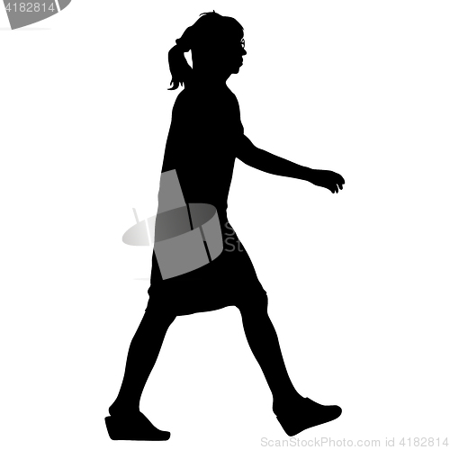 Image of Black silhouettes of beautiful woman on white background. illustration